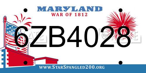 6ZB4028 Maryland License Plate