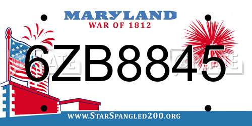 6ZB8845 Maryland License Plate