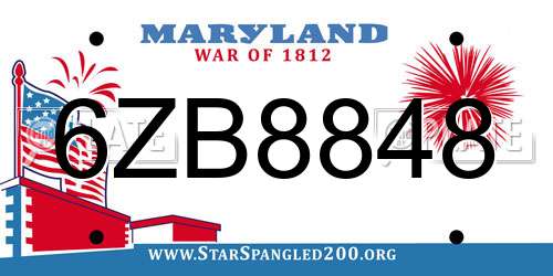 6ZB8848 Maryland License Plate