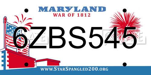 6ZBS545 Maryland License Plate