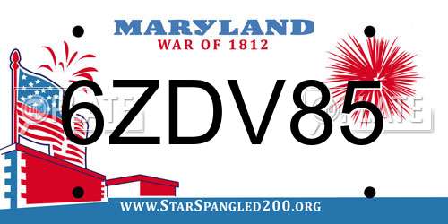 6ZDV85 Maryland License Plate