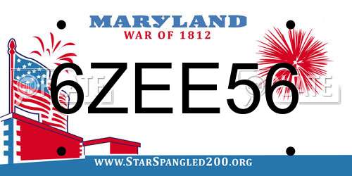 6ZEE56 Maryland License Plate