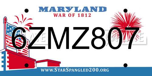 6ZMZ807 Maryland License Plate