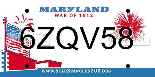 6ZQV58 Maryland License Plate