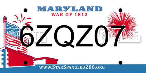 6ZQZ07 Maryland License Plate