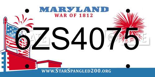 6ZS4075 Maryland License Plate
