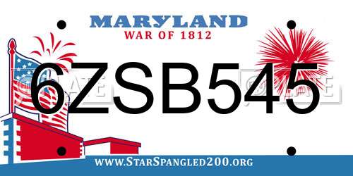 6ZSB545 Maryland License Plate