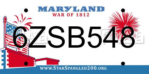 6ZSB548 Maryland License Plate
