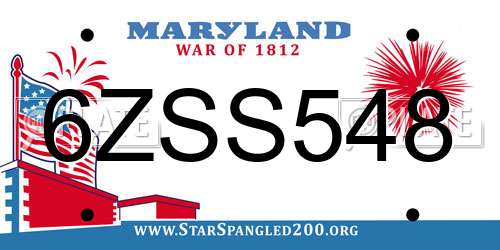 6ZSS548 Maryland License Plate