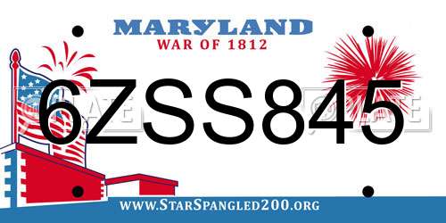 6ZSS845 Maryland License Plate