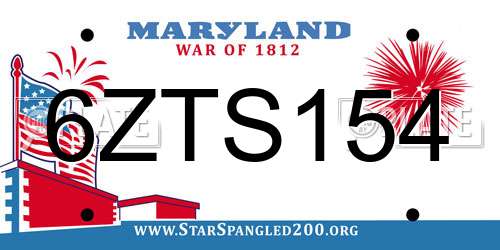 6ZTS154 Maryland License Plate