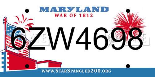 6ZW4698 Maryland License Plate