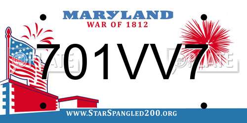 701VV7 Maryland License Plate