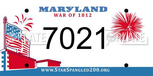 7021 Maryland License Plate