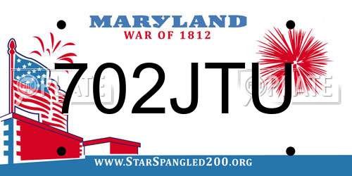 702JTU Maryland License Plate