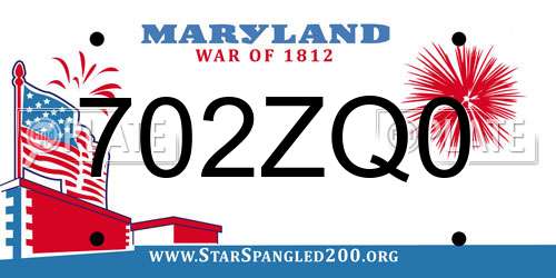702ZQ0 Maryland License Plate