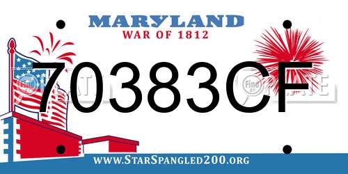 70383CF Maryland License Plate