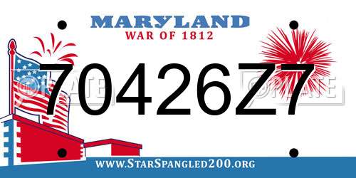 70426Z7 Maryland License Plate