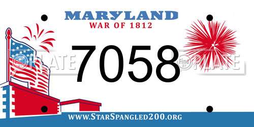 7058 Maryland License Plate