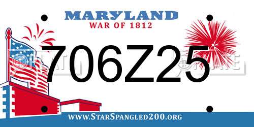 706Z25 Maryland License Plate