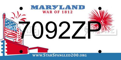 7092ZP Maryland License Plate