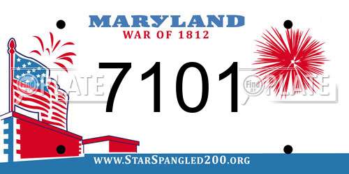 7101 Maryland License Plate