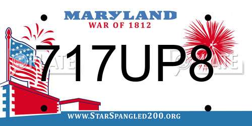 717UP8 Maryland License Plate