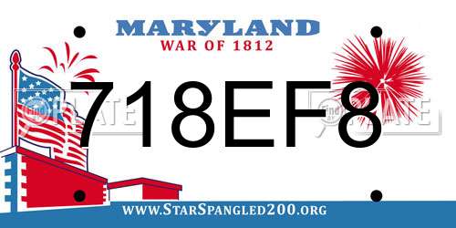718EF8 Maryland License Plate