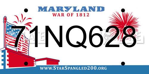 71NQ628 Maryland License Plate