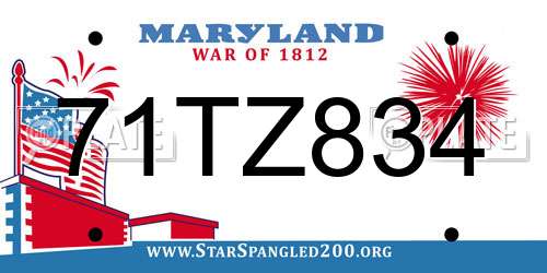 71TZ834 Maryland License Plate