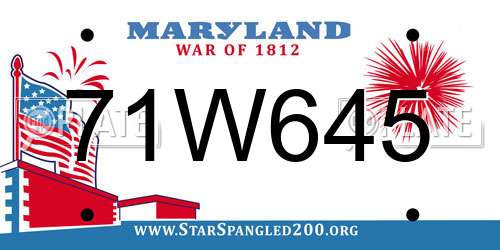 71W645 Maryland License Plate