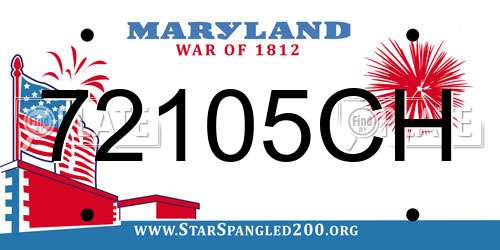 72105CH Maryland License Plate