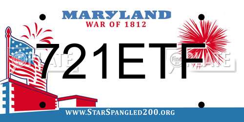 721ETF Maryland License Plate