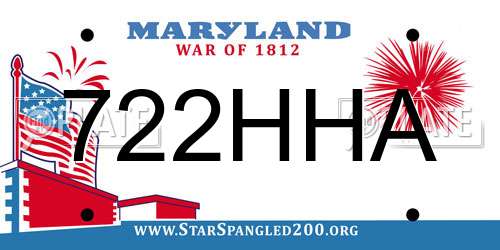722HHA Maryland License Plate