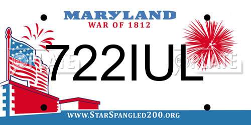 722IUL Maryland License Plate