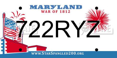 722RYZ Maryland License Plate