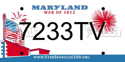 7233TV Maryland License Plate