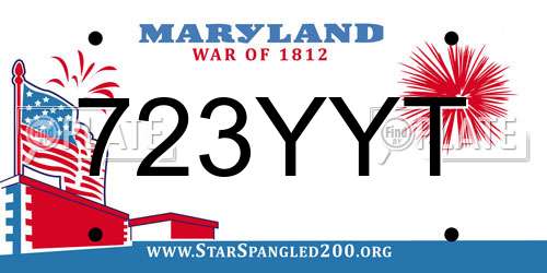 723YYT Maryland License Plate
