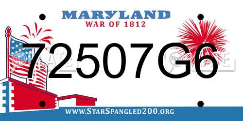 72507G6 Maryland License Plate