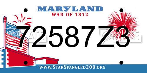 72587Z3 Maryland License Plate