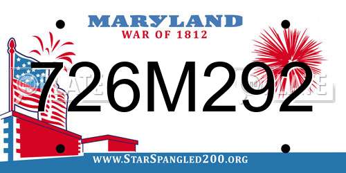 726M292 Maryland License Plate