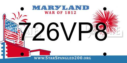 726VP8 Maryland License Plate