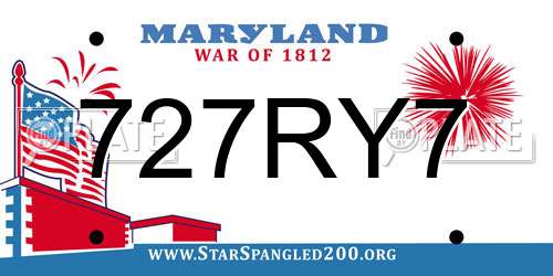 727RY7 Maryland License Plate