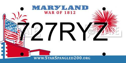 727RYZ Maryland License Plate