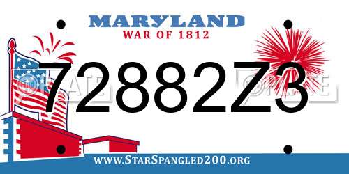72882Z3 Maryland License Plate