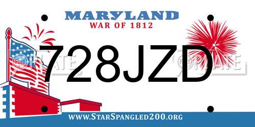 728JZD Maryland License Plate