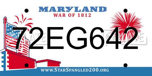 72EG642 Maryland License Plate
