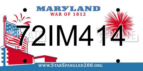 72IM414 Maryland License Plate