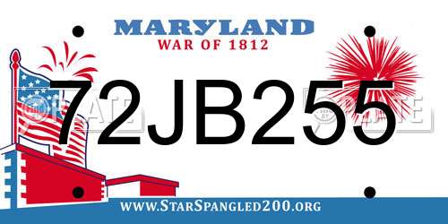 72JB255 Maryland License Plate