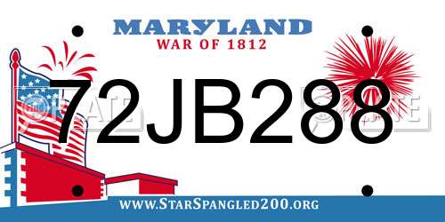 72JB288 Maryland License Plate